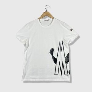Moncler White Short Sleeve T-Shirt with Black Graphic